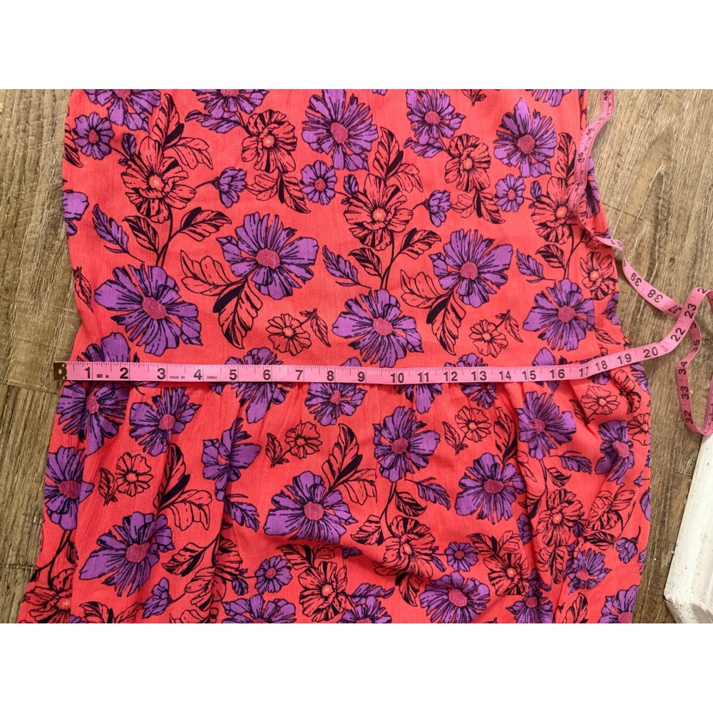 Jessica Simpson Floral Wide Leg Romper Pink Purple Smocked Waist Size M nwt - Picture 11 of 11